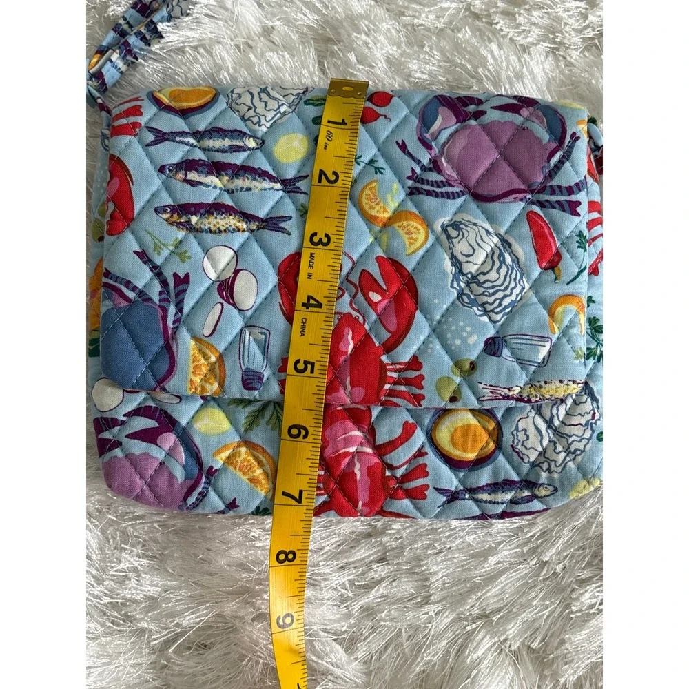 Vera Bradley Seafood Boil Crossbody Bag Blue Quilted Lobster Crab Nautical Print